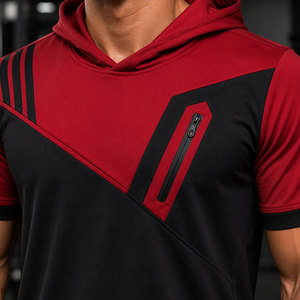 Vêtements de sport élégants pour hommes, sweat-shirt à manches courtes pour l'entraînement, résistant à l'usure, séchage rapide, protection UPF, coupe ajustée, prix bas - Product Image 4