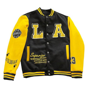 <b>Men's</b> Varsity Baseball Bomber <b>Jacket</b> <b>Long</b> Sleeve Colorblock Lightweight Coat Casual Athletic Letterman Style Windbreaker - Product Image 1