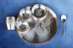 ชุดอาหารค่ำแบบถาดแอปเปิ้ลสีบรอนซ์ (คันซา) แบบคลาสสิก ทนทาน เป็นมิตรกับสิ่งแวดล้อม ใช้ซ้ำได้ พกพาสะดวก น้ำหนักเบา - Product Image 5