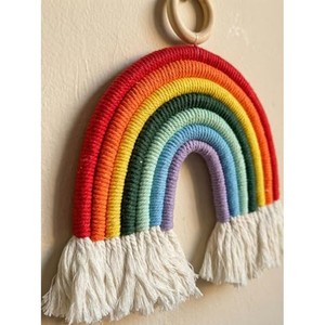 Handcrafted Mango <b>Wood</b> <b>Rainbow</b> Macram Wall Hanging Wholesale India - Product Image 5