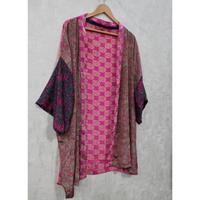 Kimono Corto Étnico de Seda con Parches, Hecho a Mano en India, Chaqueta de Seda, Estilo Boho, Ropa de Verano para Mujer