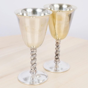 Handmade Long Stem Wine <b>Glass</b> For Wedding Occasion 2 Pieces Vintage Stainless Steel <b>Goblets</b> Bell Shape - Product Image 1