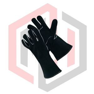 Guante de Soldadura Negro Forrado con Cuero Vacuno, Puño Tejido de 16 Pulgadas, Antiestático, Resistente a Desgarros, Sin Silicona - Product Image 4