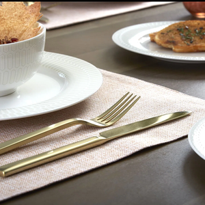 Modern Gold <b>Flatware</b> <b>Set</b> with Mirror Polish Fork Knife Spoon Dishwasher Safe Minimalist Design for Wedding Occasion - Product Image 3