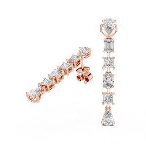 Exclusivo Juego de Pendientes de Diamantes Cultivados en Laboratorio de 2.7CT con Corte Mixto, Chapados en Oro Rosa de 18KT y Rodio, para Uso Diario en la Oficina y Eventos Glamurosos - Product Image 2