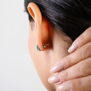 6X4 MM Oval Cut Genuine <b>Emerald</b> & Round Diamond Cluster <b>Stud</b> Earrings For Women Party Wear Fine Jewelry Accessories - Product Image 4