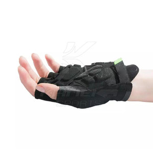 Gants de cyclisme en cuir à demi-doigts, absorbant les chocs, avec sangle de poignet réglable antidérapante pour les sports de plein air - Product Image 4