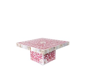 Magnifique support à gâteau en nacre, élégante assiette carrée sculptée en coquillage pour les réceptions de thé et les banquets de luxe - Product Image 1