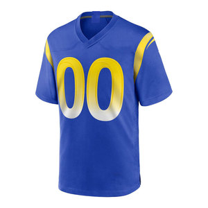 ราคาถูก ดีไซน์เยี่ยม เสื้อฟุตบอลอเมริกันชาย สีน้ำเงินเหลือง เบอร์ 00 คอวี แขนสั้น ผ้าโพลีเอสเตอร์ ระบายเหงื่อได้ดี ยูนิฟอร์ม - Product Image 1