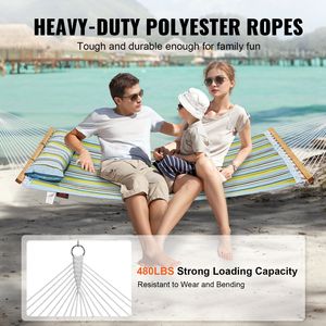 12 FT Double Quilted Fabric <b>Hammock</b> with Detachable Pillo Hardwood Spreader Bars for 2 Persons - Product Image 3