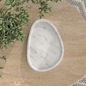 Designer white new Abstract Marble Tray Luxury Stone <b>Decorative</b> Tray Coffee Table Organizer Modern Home Decor Hot Selling Item - Product Image 3