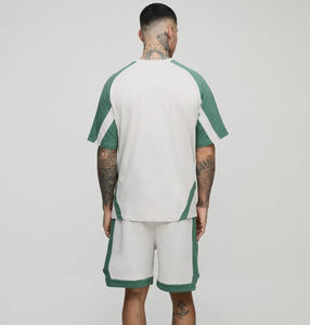 Ensemble 2 pièces pour homme, style unique, coupe ample, effet usé, vêtements décontractés d'été, 100% coton, respirant, taille grande - Product Image 3