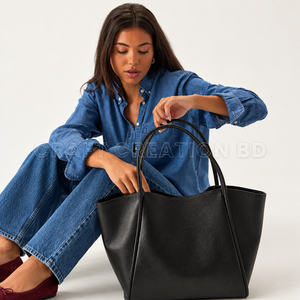 Sac fourre-tout en cuir de vachette grainé souple, en stock, sacs de voyage et de shopping, fabrication Bangladesh, surplus en liquidation, approvisionnement en gros BD - Product Image 3