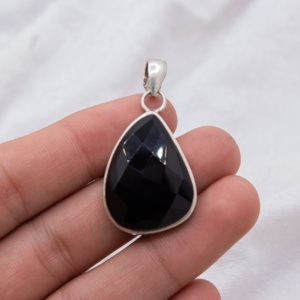 New Arrival Classic Black Onyx Gemstone IGI Certified 925 <b>Solid</b> Sterling <b>Silver</b> Handmade Women's Pendant Jewelry Wholesale - Product Image 1