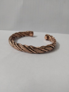 Copper Cuff <b>Bracelet</b> With Braided Design Handmade <b>Metal</b> Jewelry For Men Women - Product Image 1