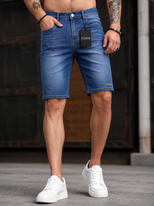 Pantalones Cortos de Mezclilla para Hombre F2WIN, Lavado Claro, Corte Recto, Formales, de Verano, con Bolsillos, Cintura Media, Transpirables, de Punto, Spandex/Algodón, de Secado Rápido - Product Image 5
