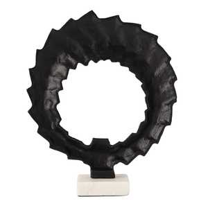 Escultura Moderna Abstracta de Aluminio Negro de Jaffs Exports, Diseño Geométrico Circular, Hecha a Mano, Artística, Ecológica y Duradera para Mesa - Product Image 2
