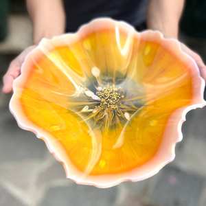 Tazón de resina epoxi de color amarillo para múltiples usos, tazón naranja de regalo, tazón de ensalada hecho a mano, recipiente para frutas, vajilla para el hogar. - Product Image 2