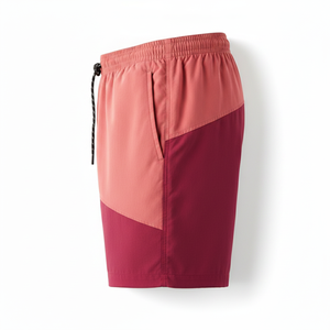 Shorts de bain pour hommes à blocs de couleur avec cordon de serrage à la taille, séchage rapide, logo avant, style décontracté, 100% polyester - Product Image 3