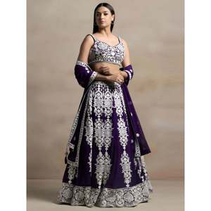 Lehenga Choli de Georgette con Hilo Morado Encantador para Mujer, Ideal para Festivales - Product Image 5