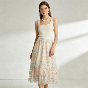 Vente flash sur la jupe midi à imprimé floral tendance Temu pour femmes, jupe taille haute à silhouette évasée pour la garde-robe printemps-été - Product Image 6