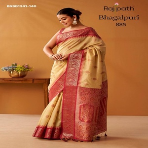 Festival wear Modal Fancy Cotton with Pochampally Border & Pallu with Tassels <b>Saree</b>-<b>Blouse</b> Collection Supplier from Surat - Product Image 1