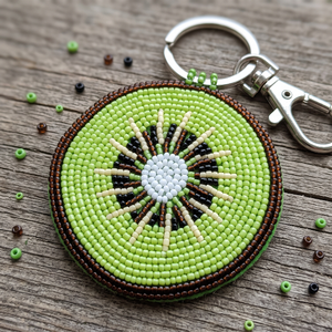 Porte-clés unique fait main en perles tissées avec fonction changeante de couleur et motif chat de dessin animé pour la décoration de sacs et comme breloque de sac à main - Product Image 2