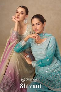 Sayuri Designer Shivani <b>Top</b> Palazzo Dupatta Set Heavy Real Georgette With Embroidery sequence work and Real Mirror India Export - Product Image 4