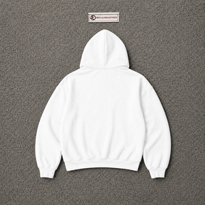 Sudadera con Capucha Blanca Texturizada con Gráficos y Letras en Grafiti Tonal, Estilo Urbano Holgado, Informal y Minimalista para Otoño - Product Image 6