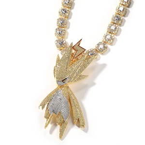 สร้อยคอจี้รูปการ์ตูนเรย์ประดับเพชรซิร์คอนเต็มชิ้น สไตล์ฮิปฮอปสุดฮิต สำหรับผู้หญิงและผู้ชาย - Product Image 2