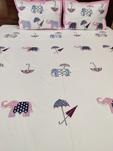 100 % Cotton Double Bedsheet With 2 <b>Pillow</b> Covers Hand Block Printed Bedsheet for Home <b>Decor</b> - Product Image 2