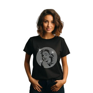 Camisetas de Mujer al por Mayor con Pedrería, 100% Algodón, Transpirables, Tops de Verano, Colores y Tallas Personalizadas - Product Image 2