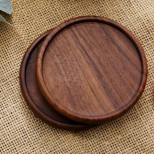 Sous-verres noirs rainurés en bois d'acacia de 4 pouces, 1 pièce, résistants à la chaleur, isolants thermiques, protection de table, faits à la main - Product Image 3