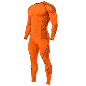 Ensemble de survêtement de compression personnalisé pour homme, respirant, séchage rapide, haut à manches longues et bas de corps, idéal pour le fitness, la course et les sports masculins - Product Image 5