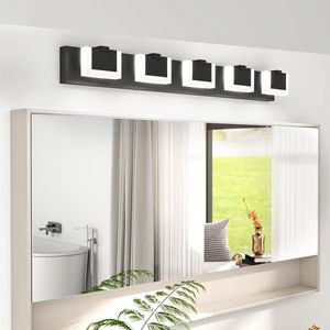 Lampada da Bagno Moderna a 5 Luci LED, Applique Nera con Downlight, Temperatura Colore 6000K per Illuminazione Sopra Specchio - Product Image 3