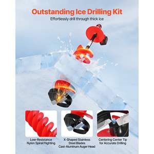 Tarière de pêche sur glace sans fil en nylon de 8 pouces de diamètre et 41 pouces de longueur, tarière électrique pour la terre, tige d'extension de 13,4 pouces, adaptateur de perceuse - Product Image 3