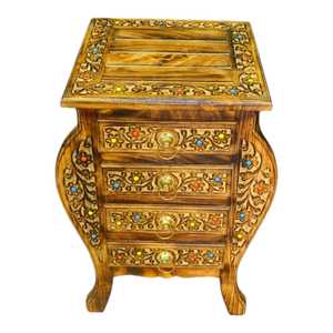 Boîte à bijoux multifonctionnelle en bois sculpté à la main, style moderne, pour le salon - Product Image 1