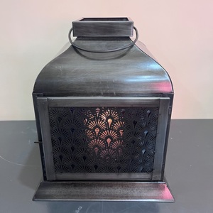 Artisan Design Decorative Iron Etched <b>Lantern</b> with <b>Black</b> Finish Model L629 - Product Image 5