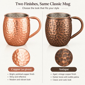 Hammered Copper <b>Mug</b> 18 Oz Classic Style With Handle <b>Thermal</b> Insulation For Home Use - Product Image 4
