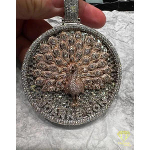 Collar de Plata de Ley 925 con Colgante de Pavo Real de Lujo con Diamante Moissanite VVS - Product Image 3