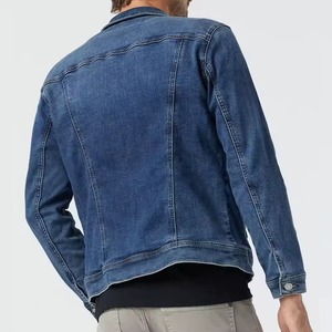Vestes en jean classiques pour hommes, bleu délavé, coton, col montant décontracté, coupe régulière, fermeture boutonnée, imperméable, écologique, respirant - Product Image 5