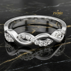 Infinity <b>Wave</b> 10K GOLD Lab Grown Diamond <b>Ring</b> Women Elegant Twisted Band Wedding Jewelry - Product Image 4