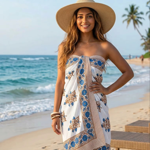 Handmade Floral Cotton <b>Sarong</b> Indian Beach Wrap Pareo Summer Wear Skin-Friendly Breathable - Product Image 1