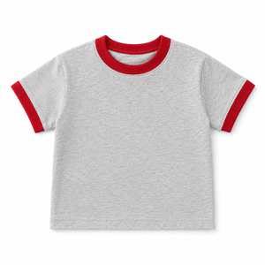 เสื้อยืดเด็กผู้ชาย คอกลม แขนสั้น ผ้าฝ้าย 95% + ผ้าสแปนเด็กซ์ 5% ระบายอากาศได้ดี สวมใส่สบายในฤดูร้อน รับผลิตแบบ OEM พร้อมสกรีนโลโก้ - Product Image 5