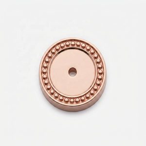 Modern Unlacquered Brass <b>Cabinet</b> Backplate with Central Hole for Furniture Hardware <b>Knob</b> Beaded Design Home Office Living Room - Product Image 2