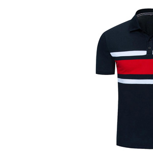Polo de Punto de Manga Corta para Hombre, Diseño Casual a Rayas con Bloques de Color, Corte Regular, Negro, Rojo, Blanco - Product Image 3