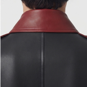<b>Men</b> Button Leather Breasted Trench <b>Coat</b> 100% PU Leather Turn-Down-Collar Leather <b>Long</b> <b>Coat</b> <b>Mens</b> Leather Overcoat With Waist Belt - Product Image 5