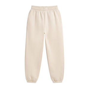 Pantalon de survêtement unisexe beige ample en molleton épais à bas ouvert, coupe droite pour homme - Product Image 2