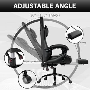 Sedia da gioco ergonomica comoda per adulti e persone pesanti con ruote in pelle traspirante regolabili in altezza per i giochi da scrivania - Product Image 5