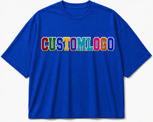 Camiseta de Manga Corta Extra Grande para Hombre con Logotipo Personalizado, Cuello Redondo, Diseño de Letras Impresas en la Parte Delantera, Tejido de Punto Informal, Color Azul - Product Image 1